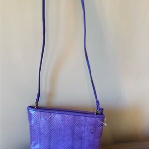 DRAMATIC PRICE DROP: VINTAGE NEVER USED ORCHID SNAKESKIN Leather-lined Crossbody